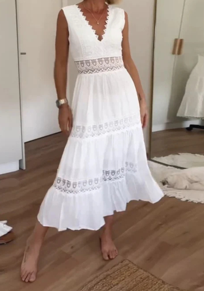 VESTIDO LARGO DE ENCAJE