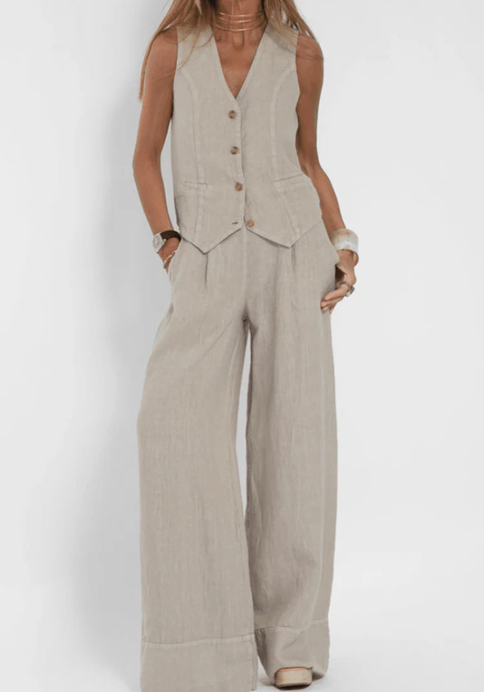 CONJUNTO CHALECO Y PANTALÓN PALAZZO