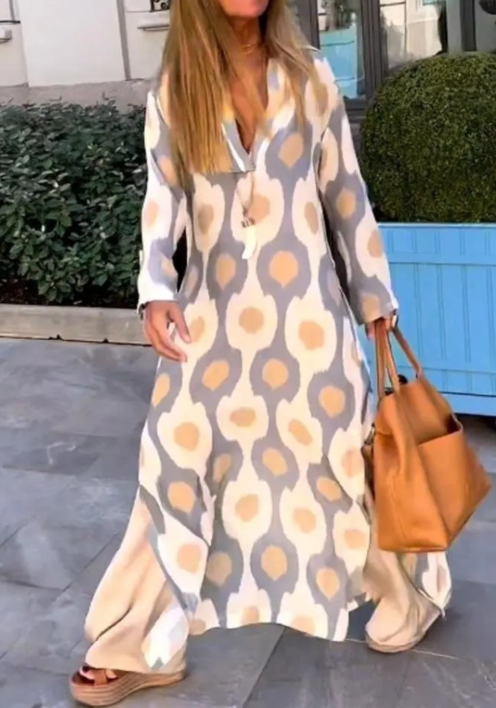 VESTIDO BOHEMIO CON ESTAMPADO IKAT