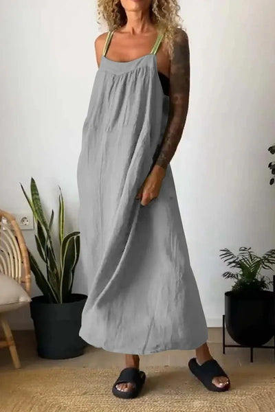 VESTIDO SENCILLO DE TIRANTES - ALGODON Y LINO