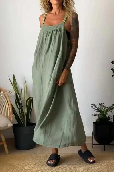 VESTIDO SENCILLO DE TIRANTES - ALGODON Y LINO