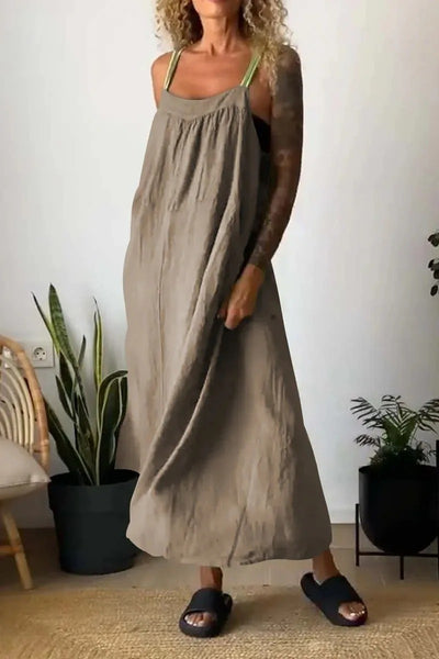 VESTIDO SENCILLO DE TIRANTES - ALGODON Y LINO