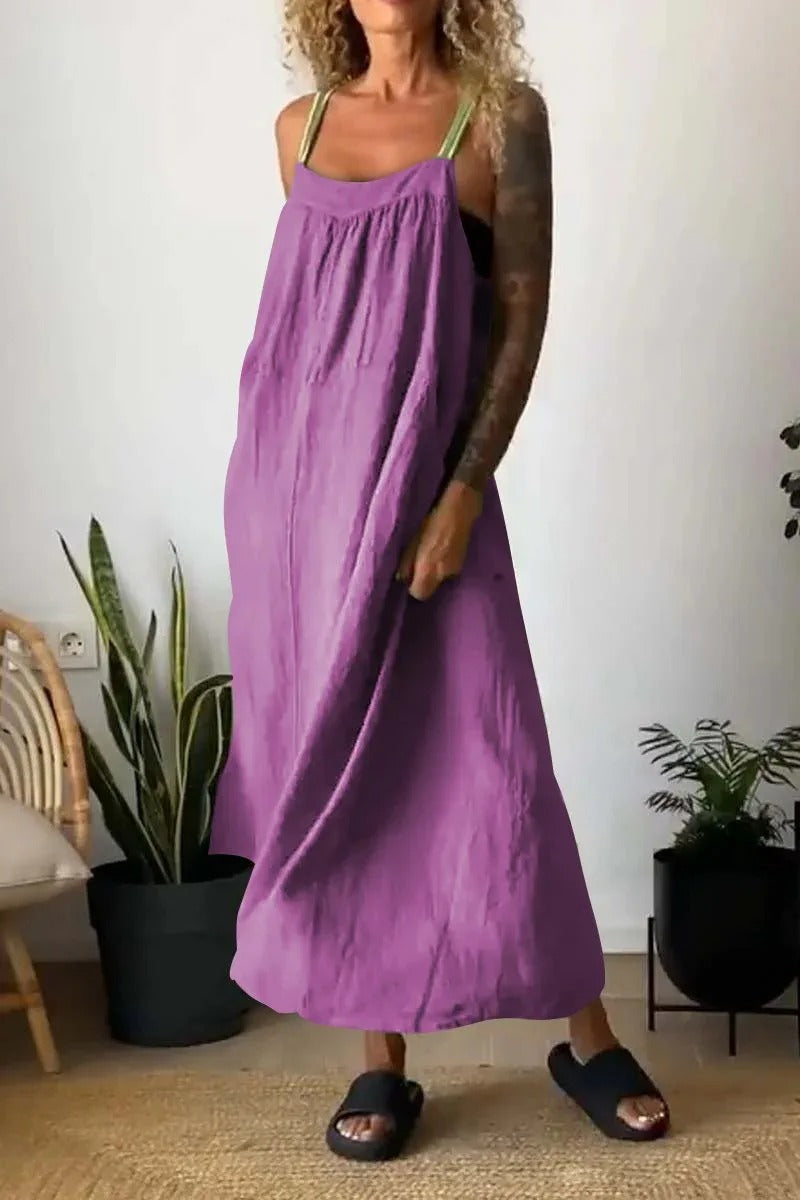 VESTIDO SENCILLO DE TIRANTES - ALGODON Y LINO