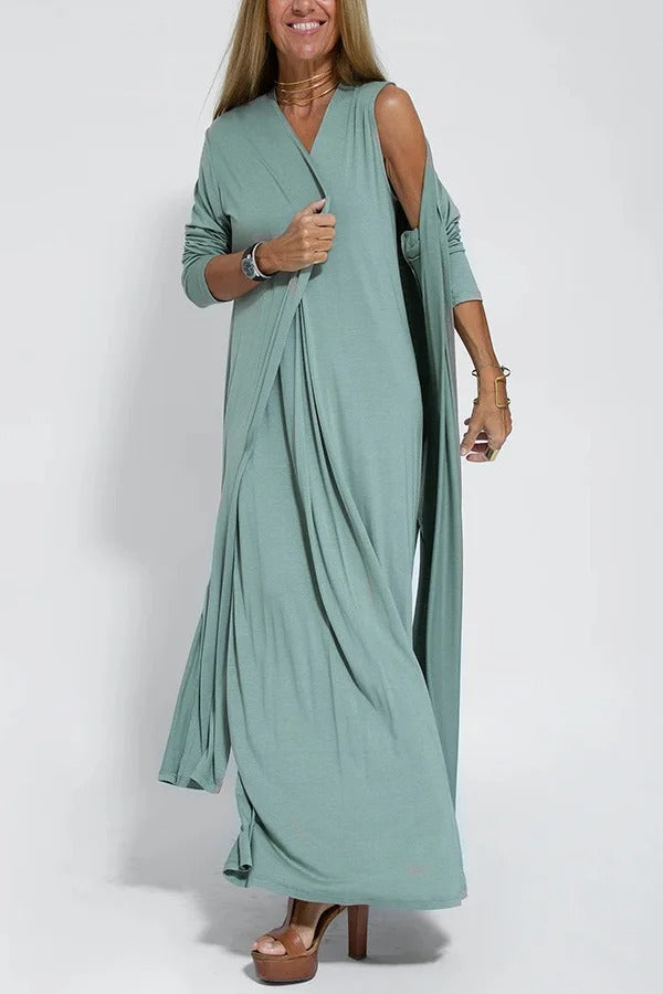 VESTIDO LARGO ELEGANTE + CARDIGAN DE REGALO - COLECCIÓN DELUXE VERANO