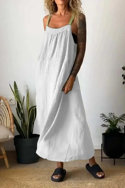VESTIDO SENCILLO DE TIRANTES - ALGODON Y LINO