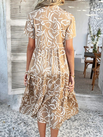 VESTIDO MIDI CAMISERO ESTAMPADO ABSTRACTO