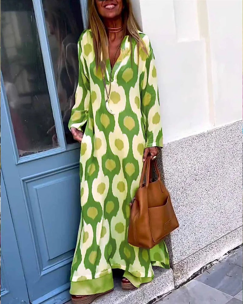 VESTIDO BOHEMIO CON ESTAMPADO IKAT