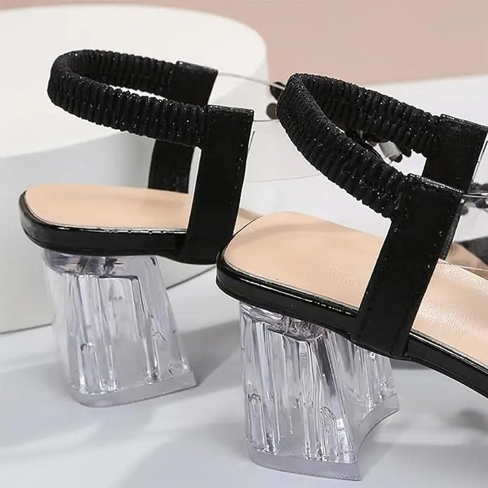 SANDALIAS DE TACÓN CON DETALLE FLORAL