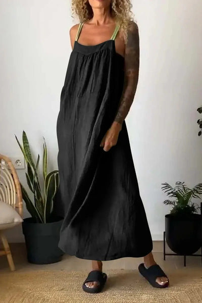 VESTIDO SENCILLO DE TIRANTES - ALGODON Y LINO