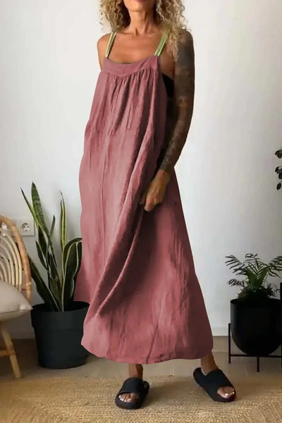 VESTIDO SENCILLO DE TIRANTES - ALGODON Y LINO